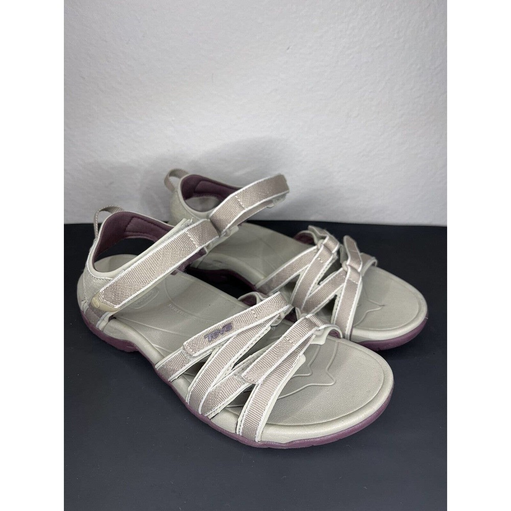 Teva Women's Hiking Sandals Adjustable Straps Beige / Purple S/N 4266 Size 8 US